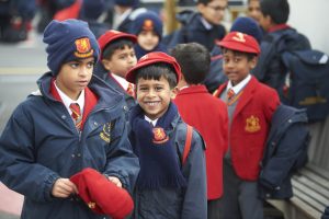 students in winter uniform
