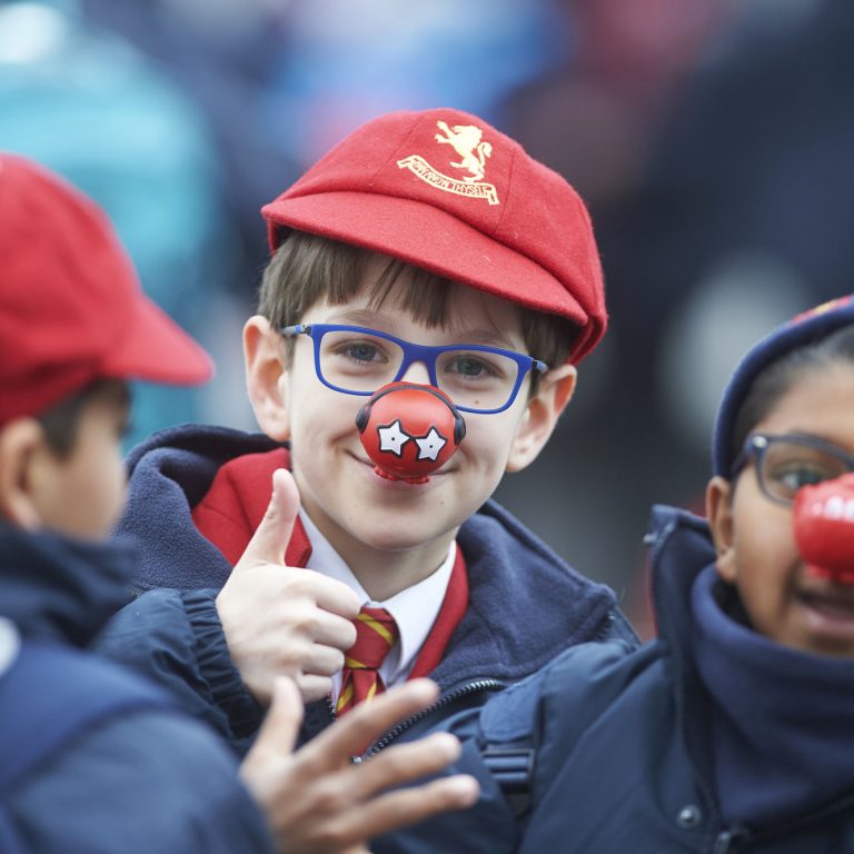 students wearing red noses